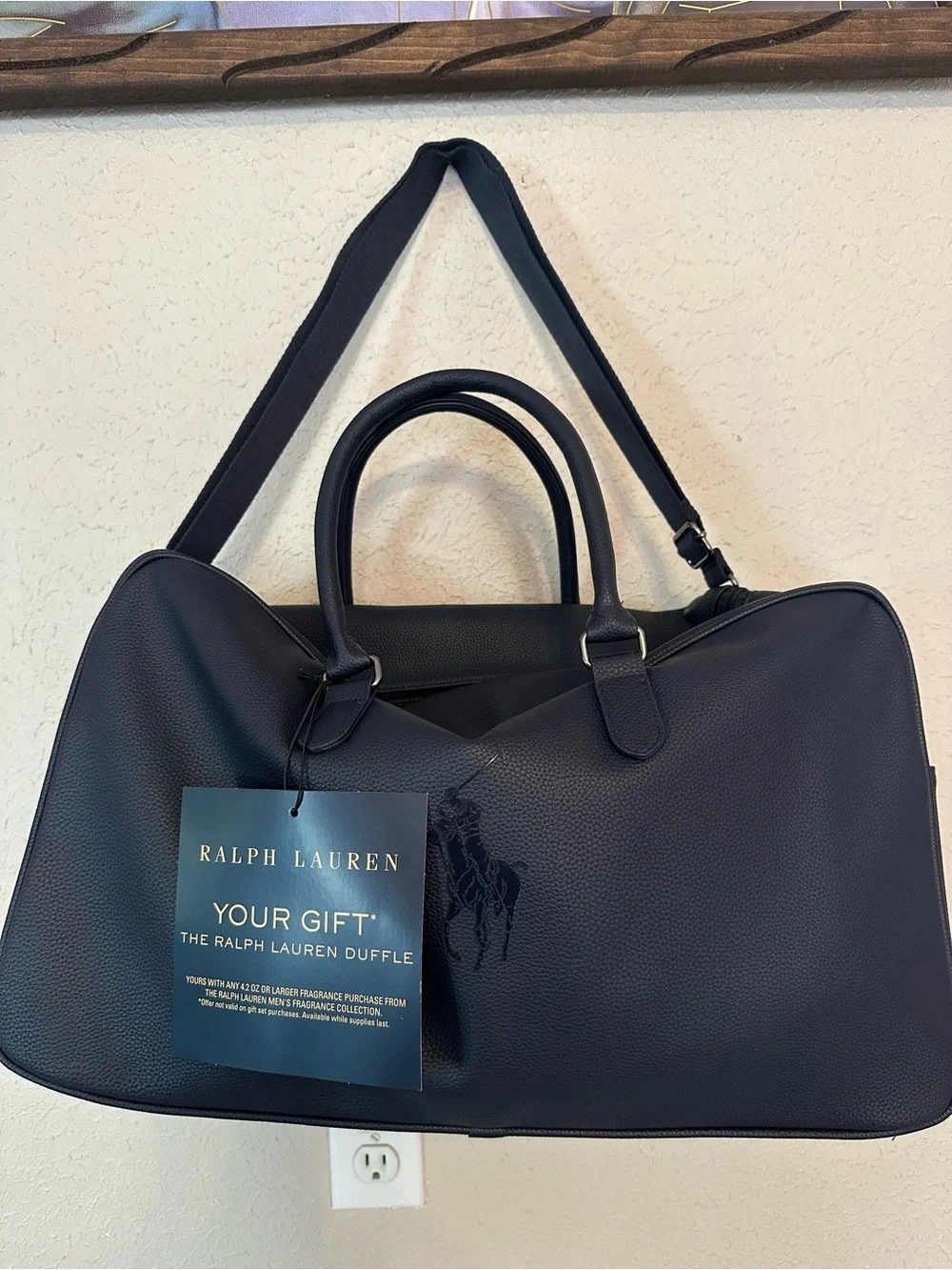 Ralph Lauren Navy Pebbled Leather Duffel